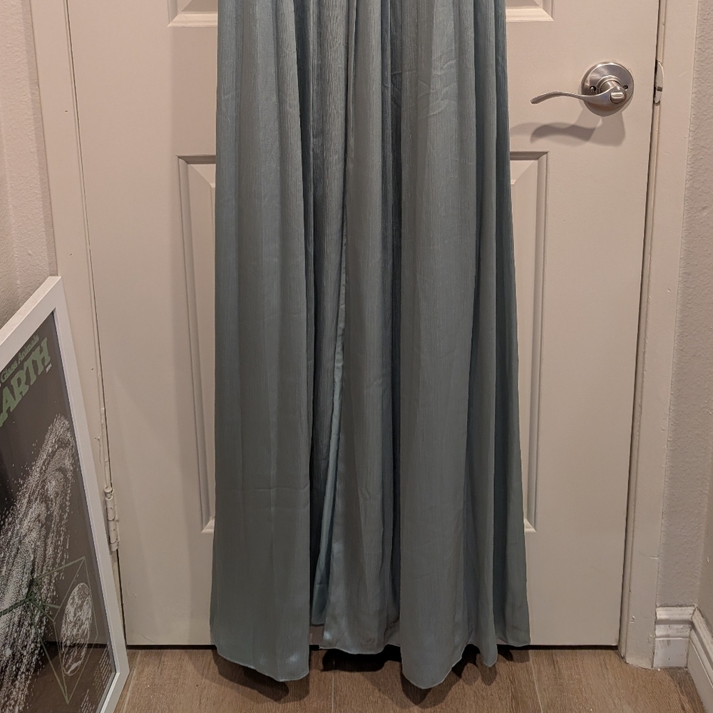 BHLDN Sachin & Babi Jessica Crinkled Georgette Deep Jade Gown Size 6 - Picture 6 of 8